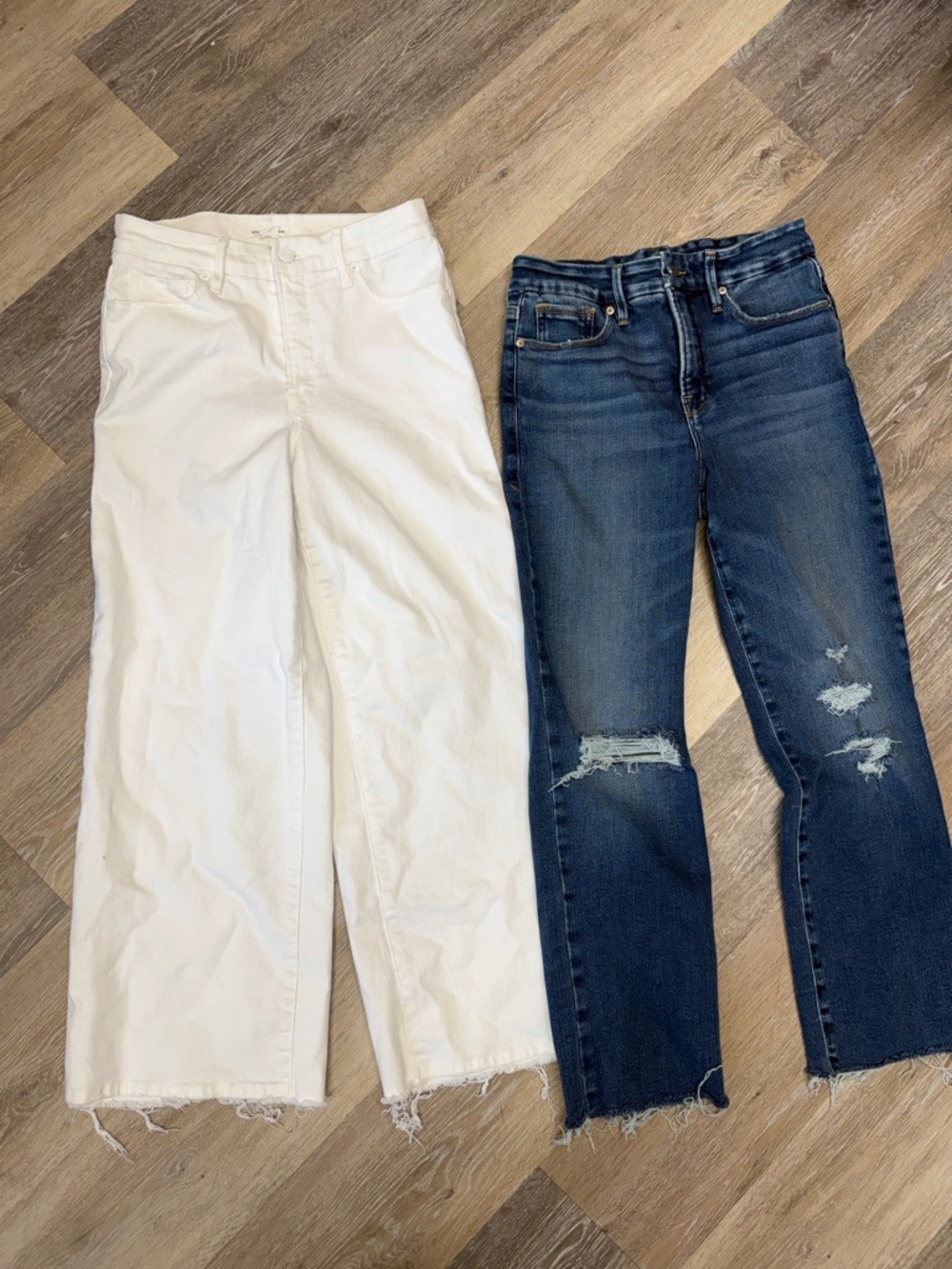 Good American White Wide-Leg Crop Jeans - Women size 8/29 lot of 2 pairs